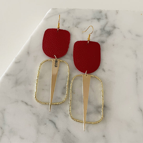 Red spike earring